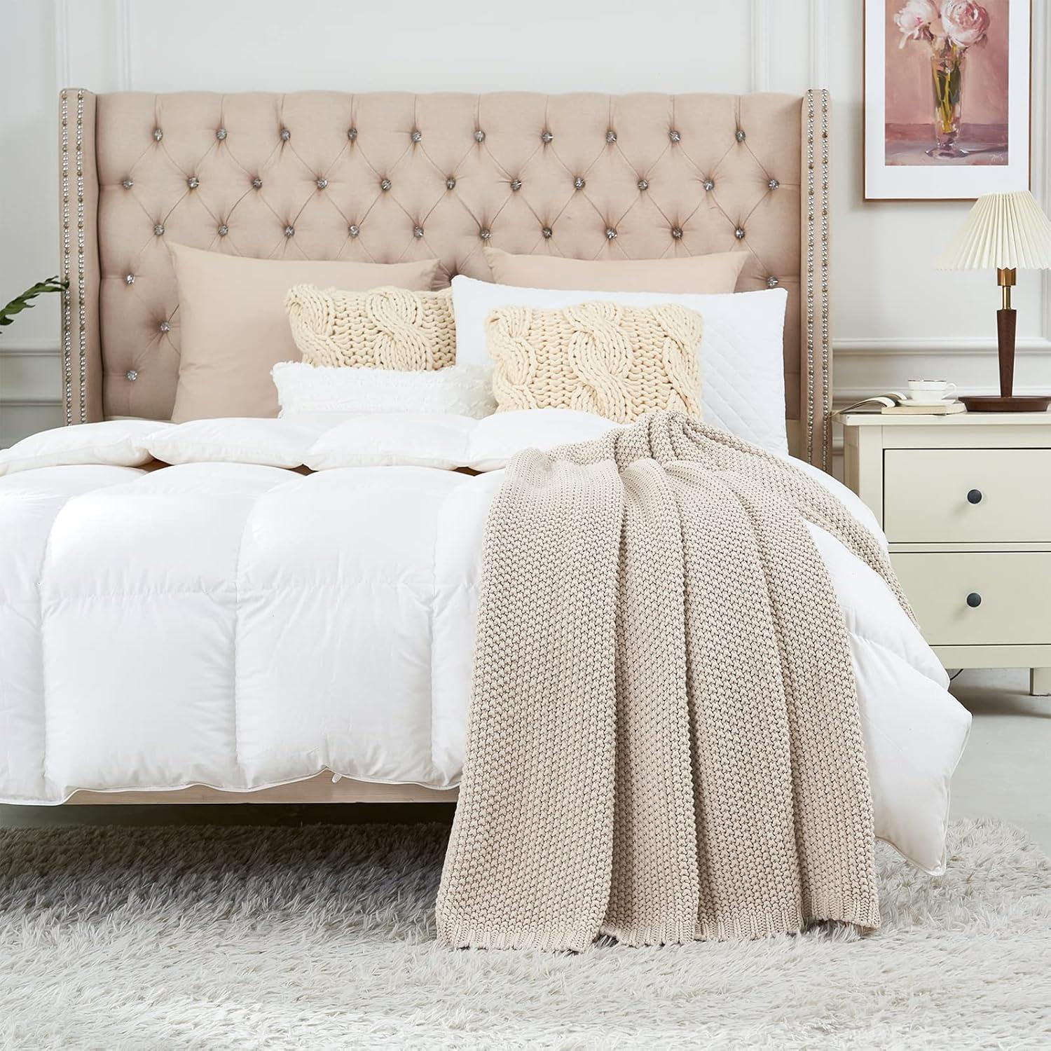 Manta de Algodón Orgánico Beige 51x63 cm Longhui Bedding