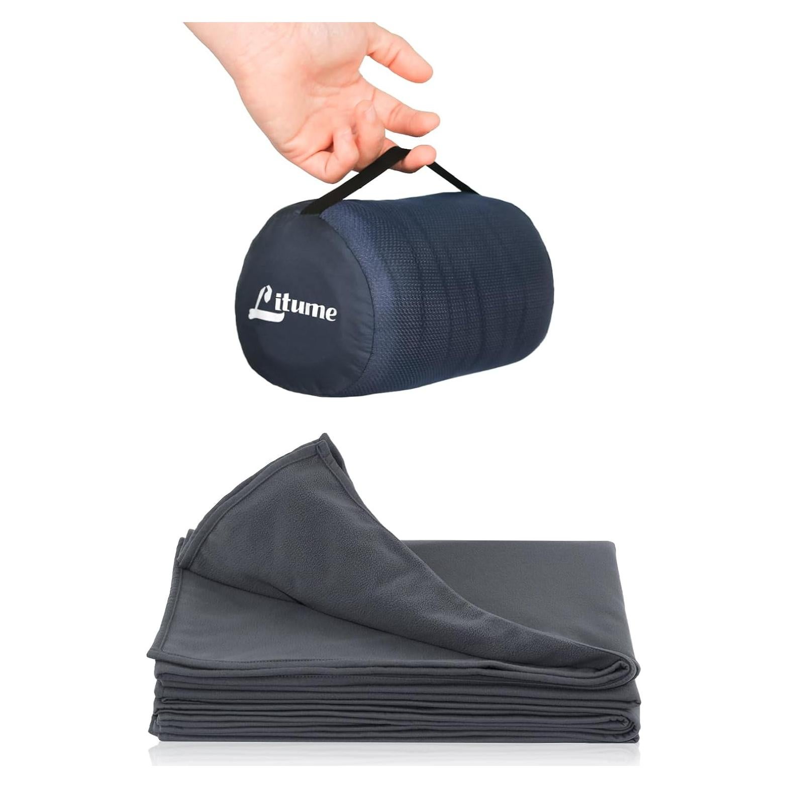 Manta de Camping Litume E651 Forro Polar Gris 170x122 cm