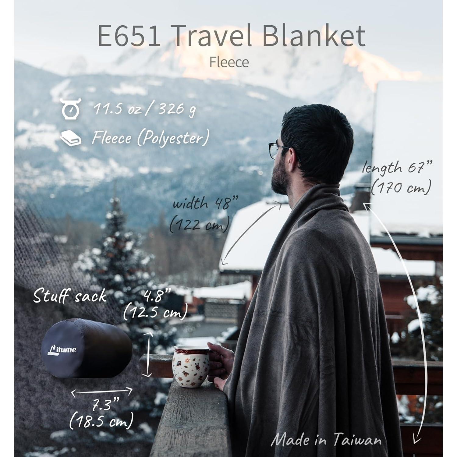 Manta de Camping Litume E651 Forro Polar Gris 170x122 cm