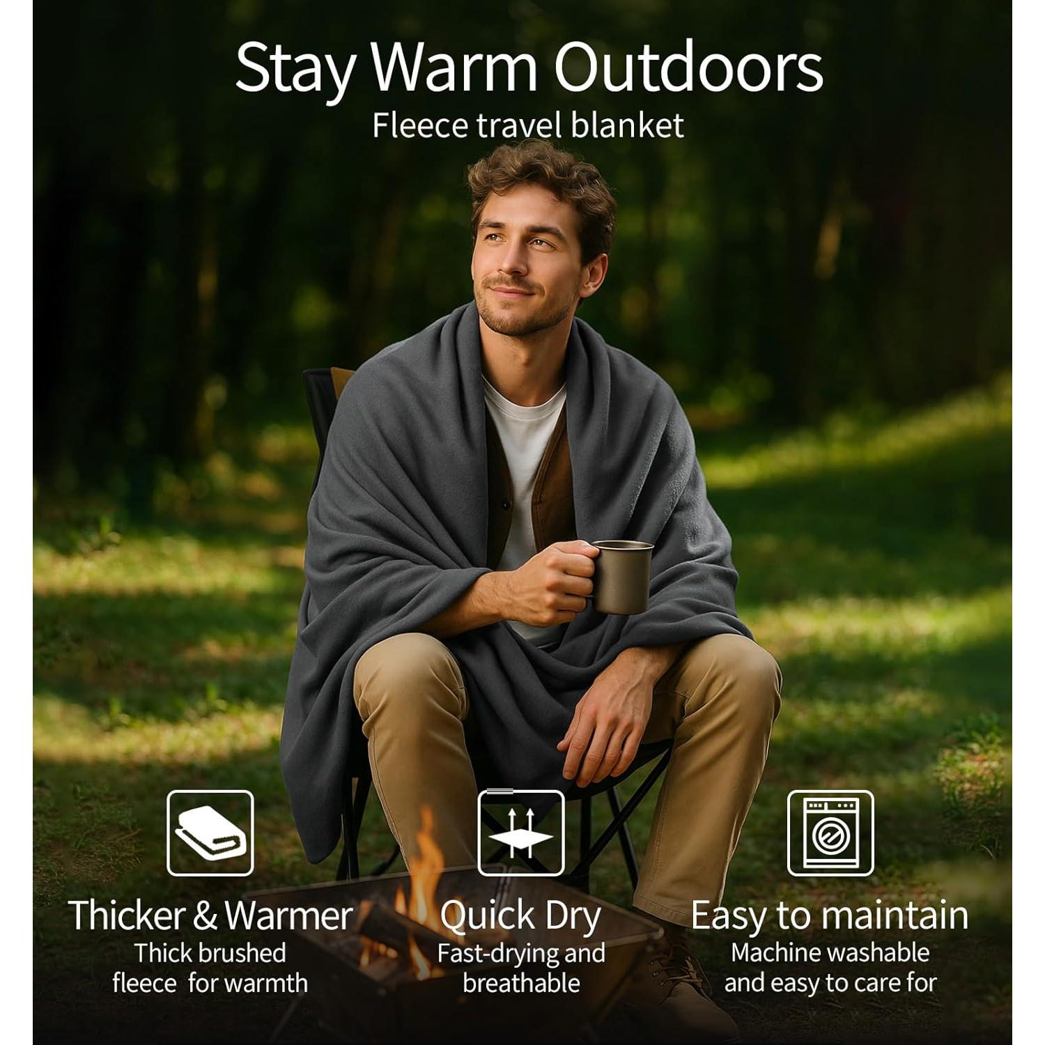 Manta de Camping Litume E651 Forro Polar Gris 170x122 cm