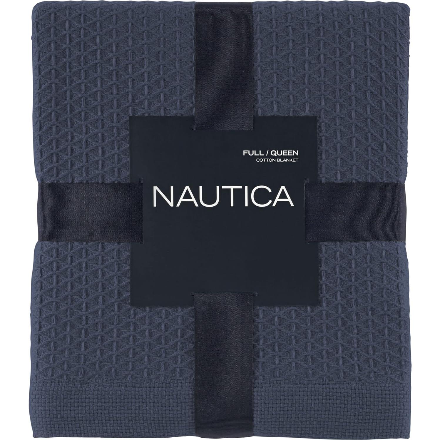 Manta Individual Nautica 100% Algodón Baird Navy Tejido Diamante