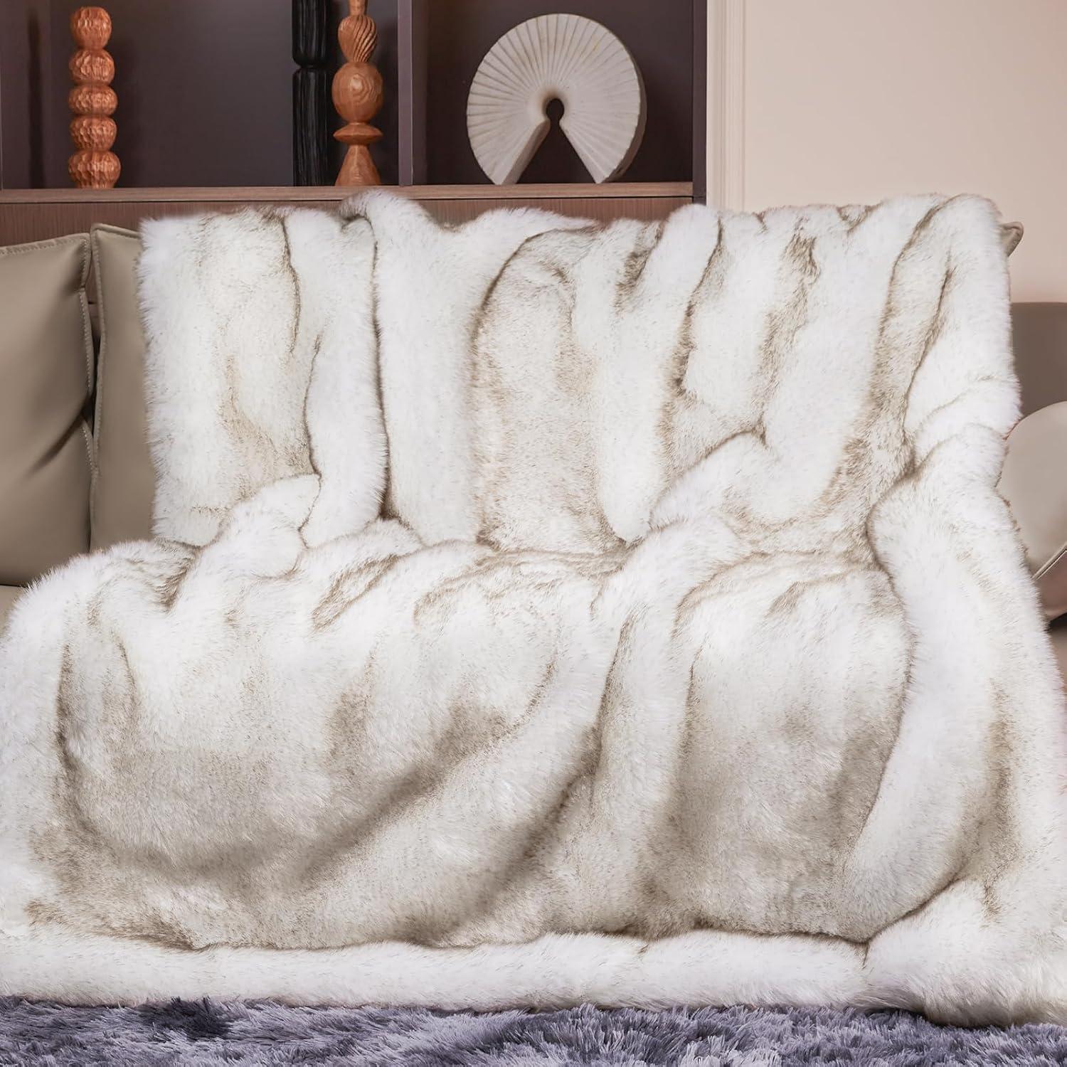 Manta de Piel Sintética Touchat 1000GSM 127x152cm Blanca