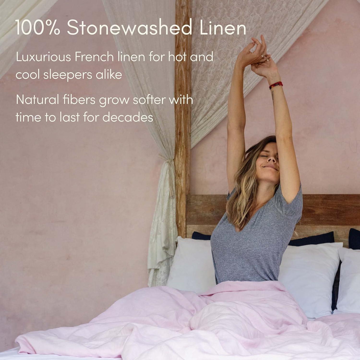 Funda de Edredón Baloo 100% Lino Rosa Pálido 106.68x182.88 cm