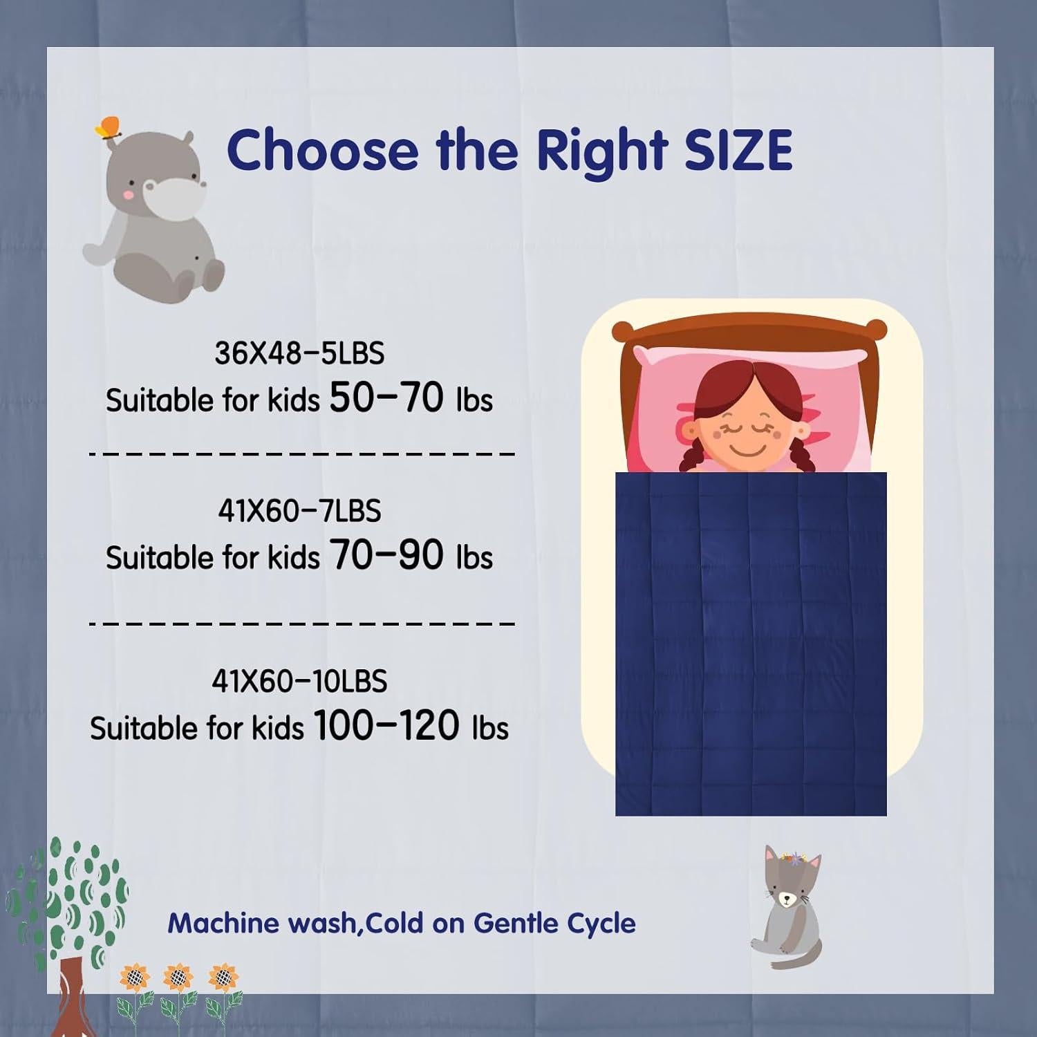 Manta con Peso para Niños Yescool 3.18 kg 104x152 cm Azul