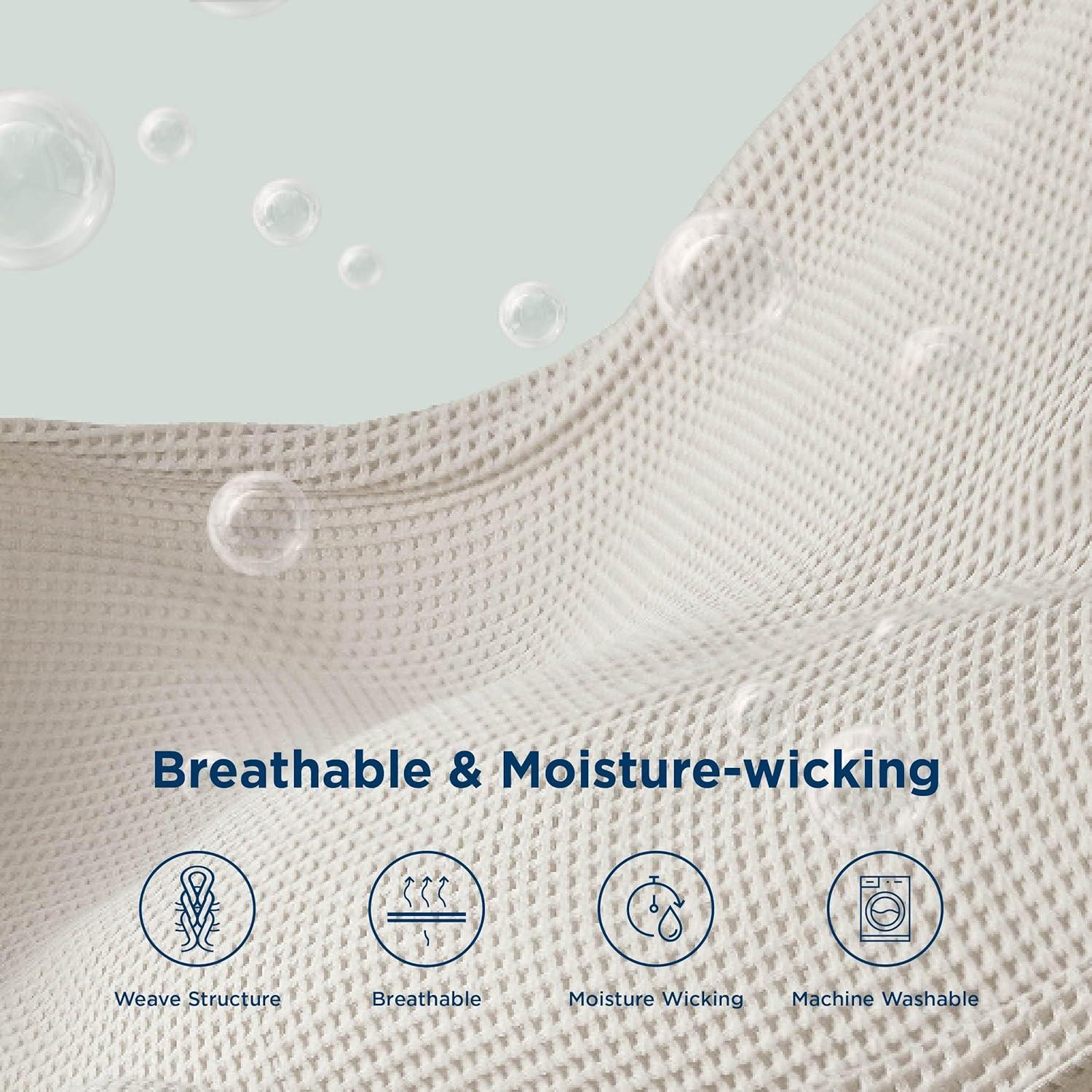 Manta Tejida Waffle Bedsure 100% Algodón Queen Beige 90x90cm