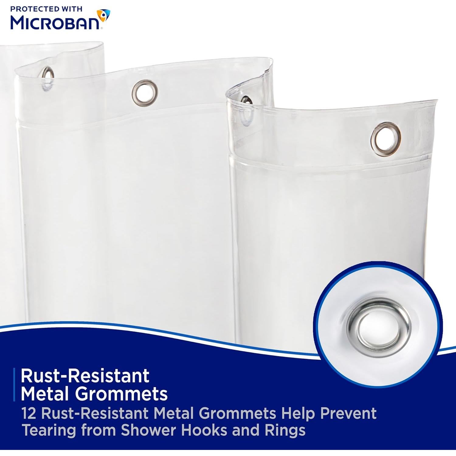 Cortina de Ducha Kenney PEVA Antimicrobiana 178x183 cm