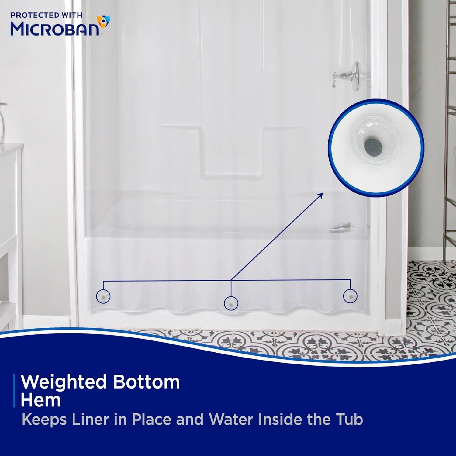 Cortina de Ducha Kenney PEVA Antimicrobiana 178x183 cm