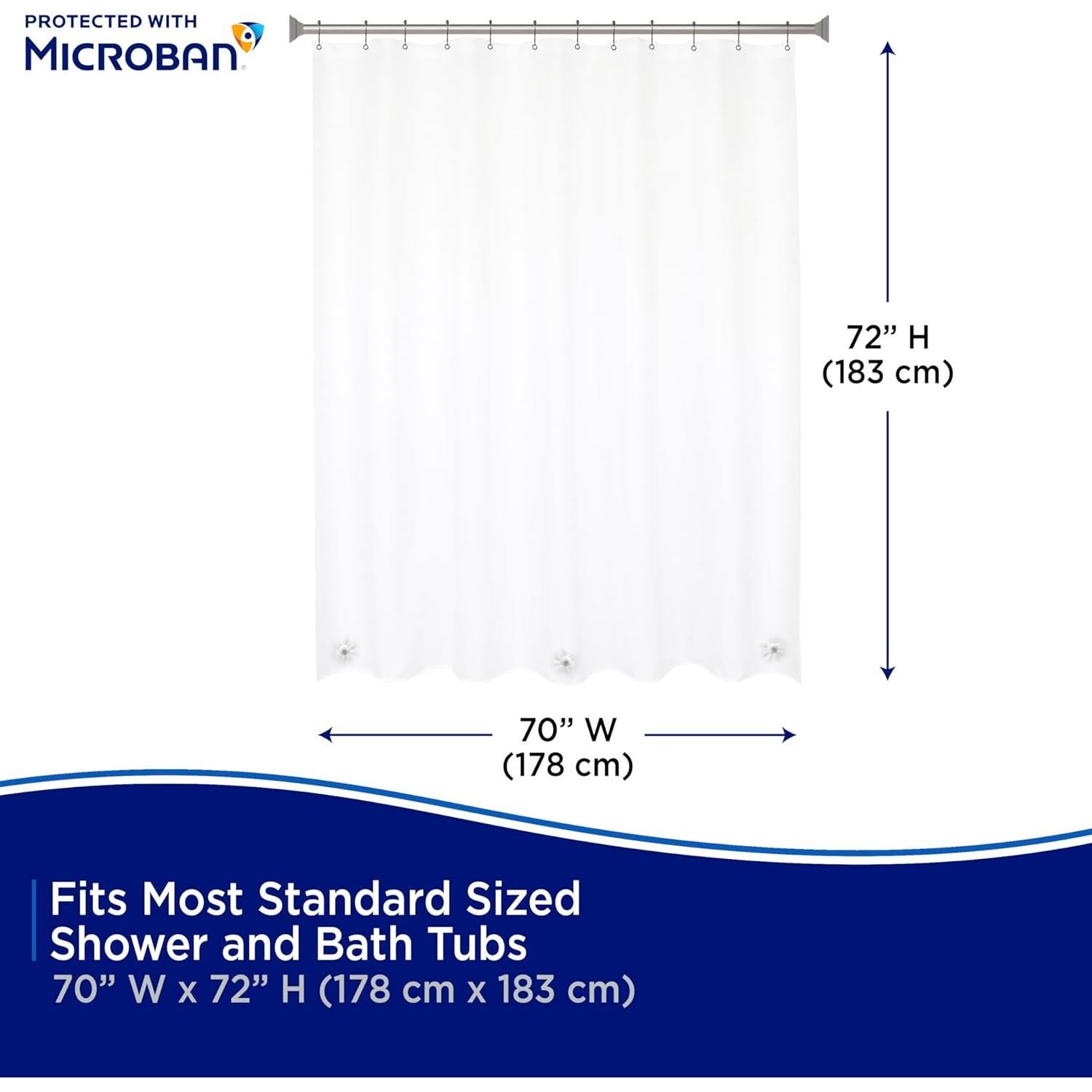 Cortina de Ducha Kenney PEVA Antimicrobiana 178x183 cm