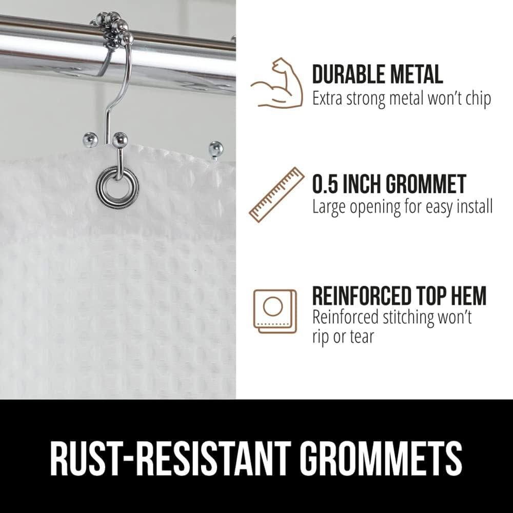 Cortina de Ducha Gorilla Grip Waffle 72x72cm Blanca Resistente