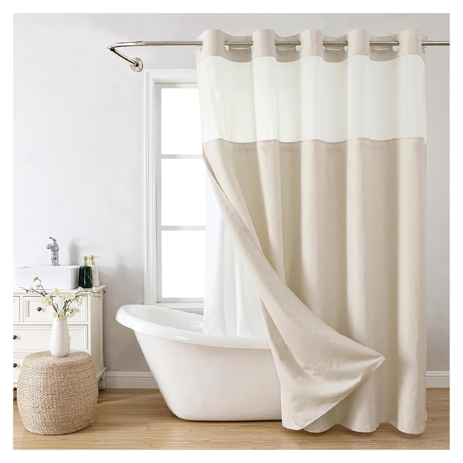 Cortina de Ducha Texturizada Crema Cadaope 71x74cm Impermeable