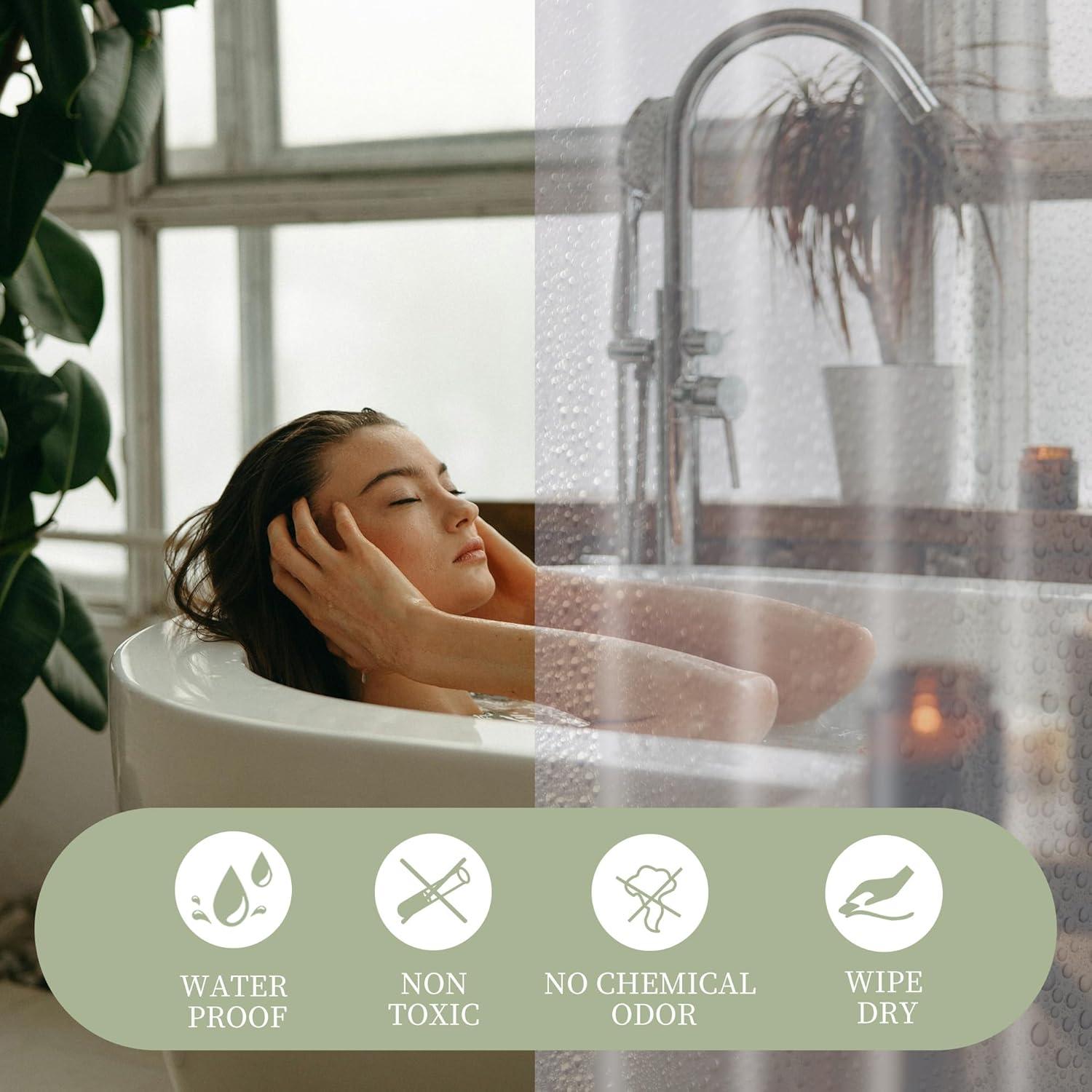 Cortina de Ducha Impermeable Poposa 183x183 cm PEVA Transparente