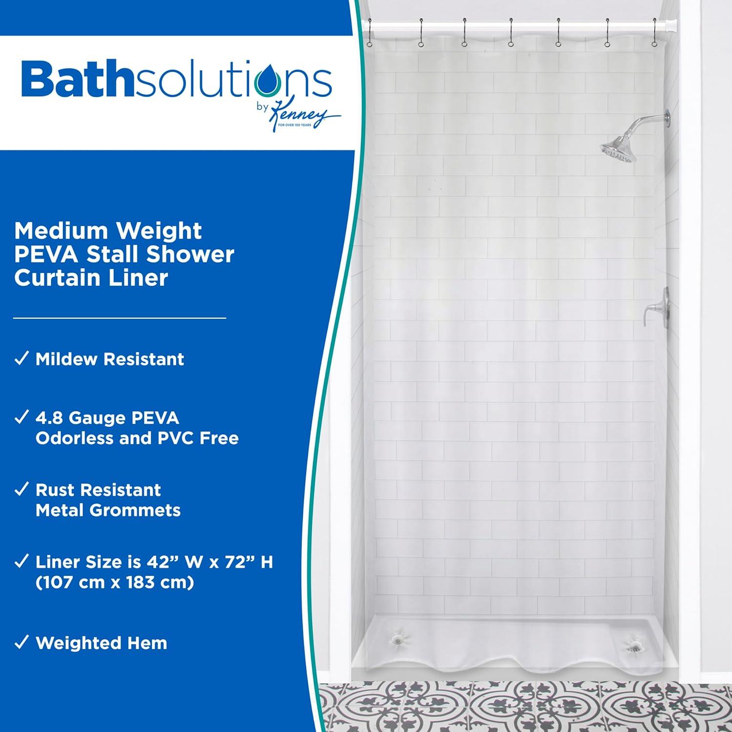 Cortina de Ducha Kenney PEVA Impermeable 107x183 cm Transparente