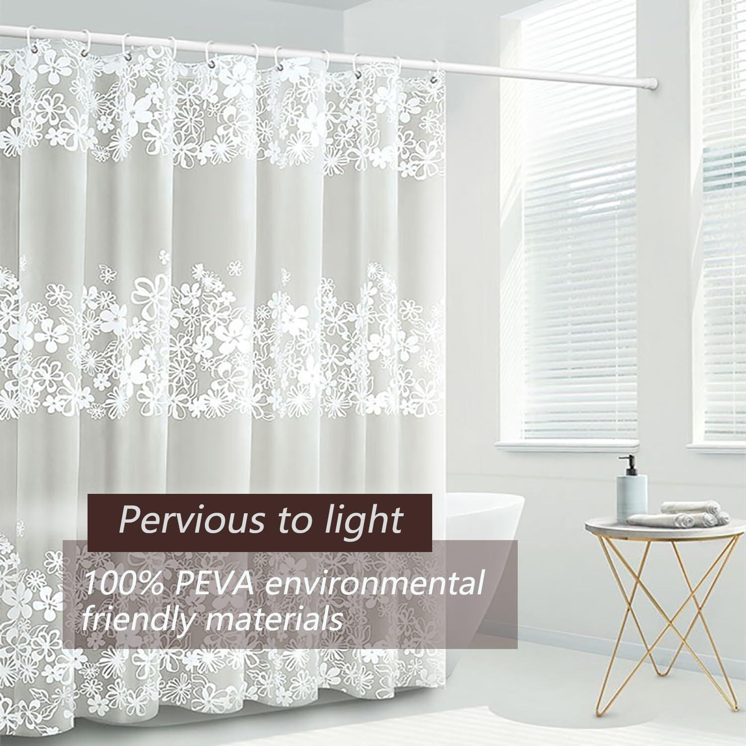 Forro de Cortina de Ducha TIKABC Floral Blanca 182.88x182.88 cm