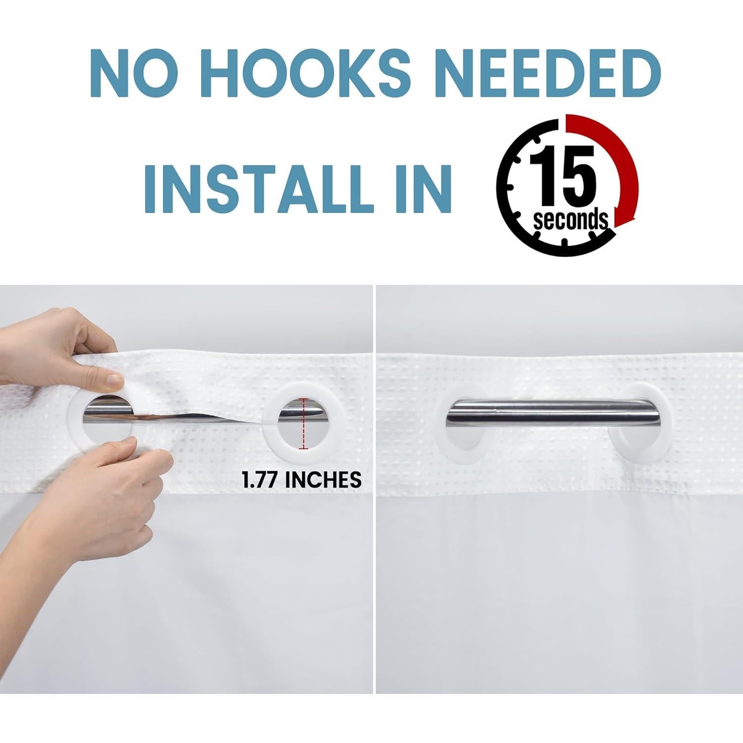 Cortina de Ducha EUTXL Blanca 180x188 cm con Forro a Presión