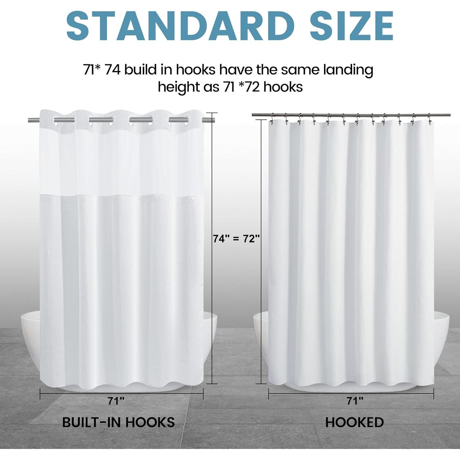 Cortina de Ducha EUTXL Blanca 180x188 cm con Forro a Presión