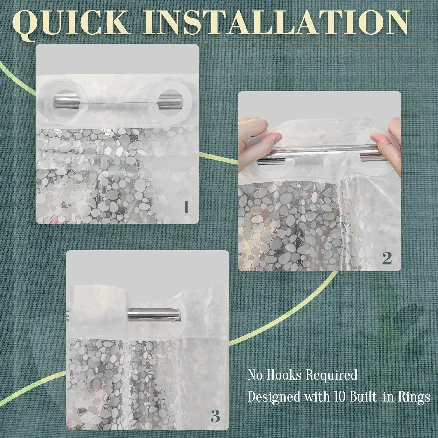 Cortina de Ducha EVA ABLUEN 180x188cm Impermeable Piedra