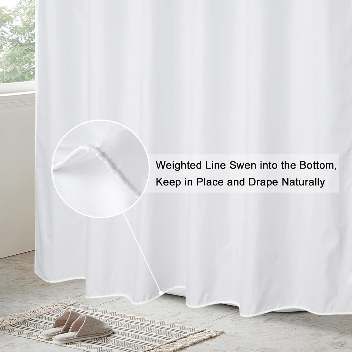 Cortina de Ducha Extra Larga EurCross 182.88 x 218.44 cm Blanca