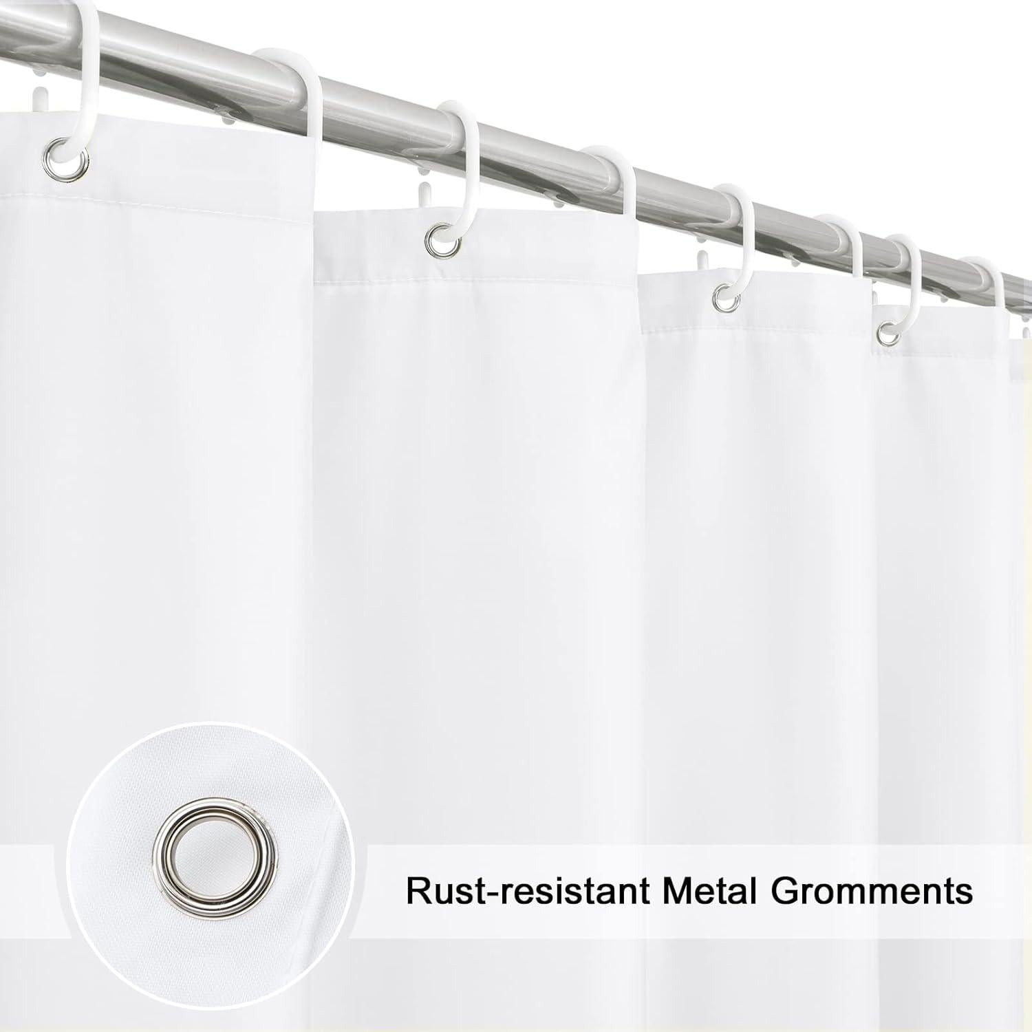 Cortina de Ducha Extra Larga EurCross 182.88 x 218.44 cm Blanca