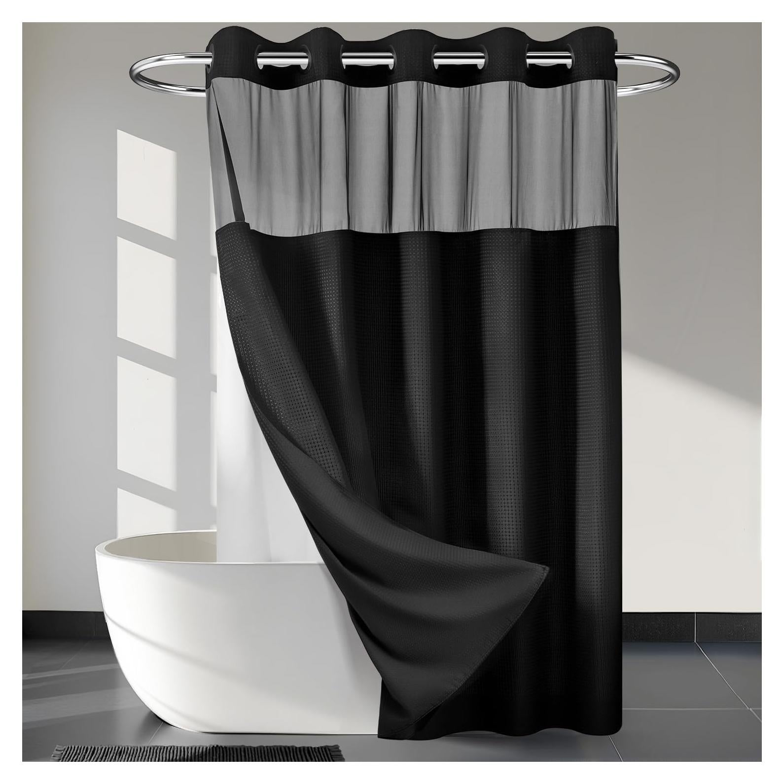 Cortina de Ducha River Dream Negra con Forro a Presión 180x188 cm