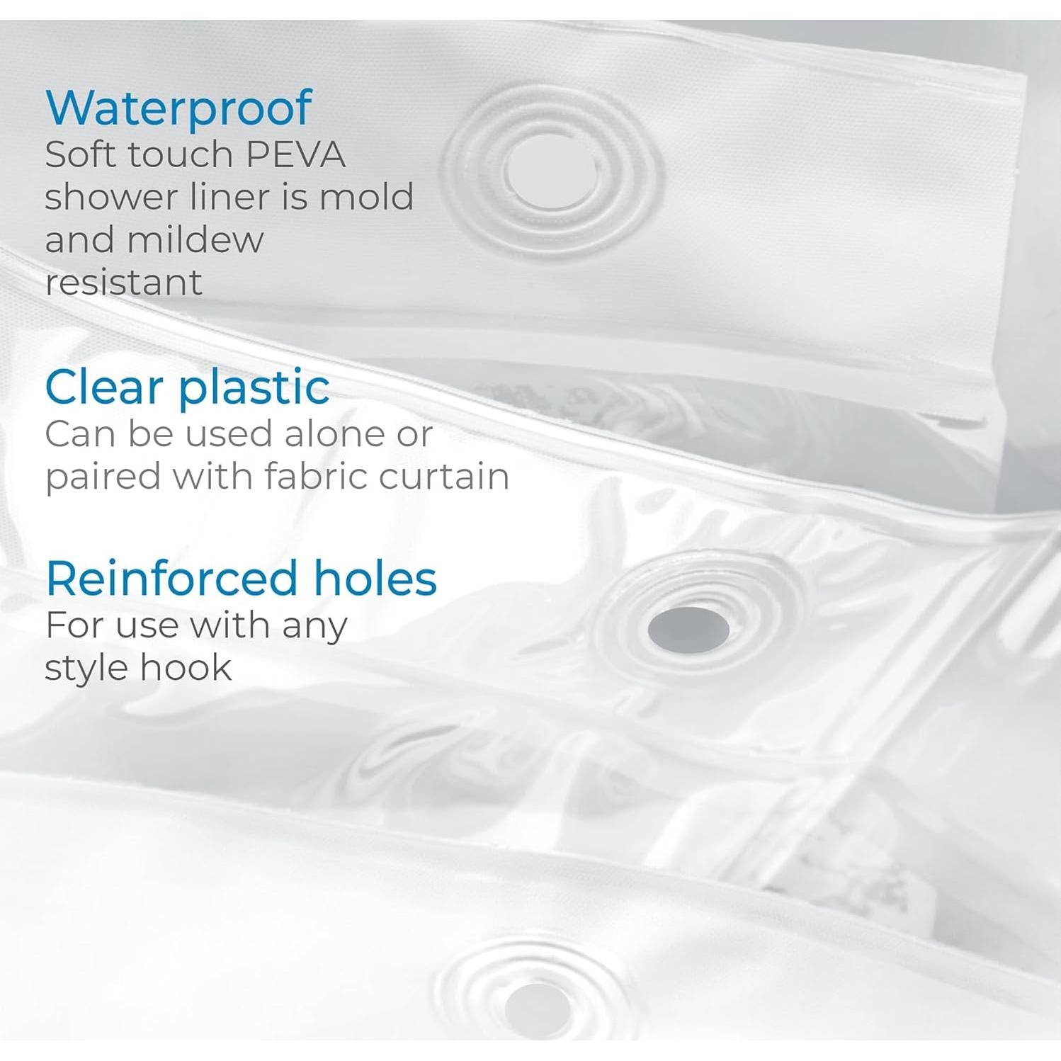 Cortina de Ducha PEVA iDesign Impermeable 182.88 cm Transparente