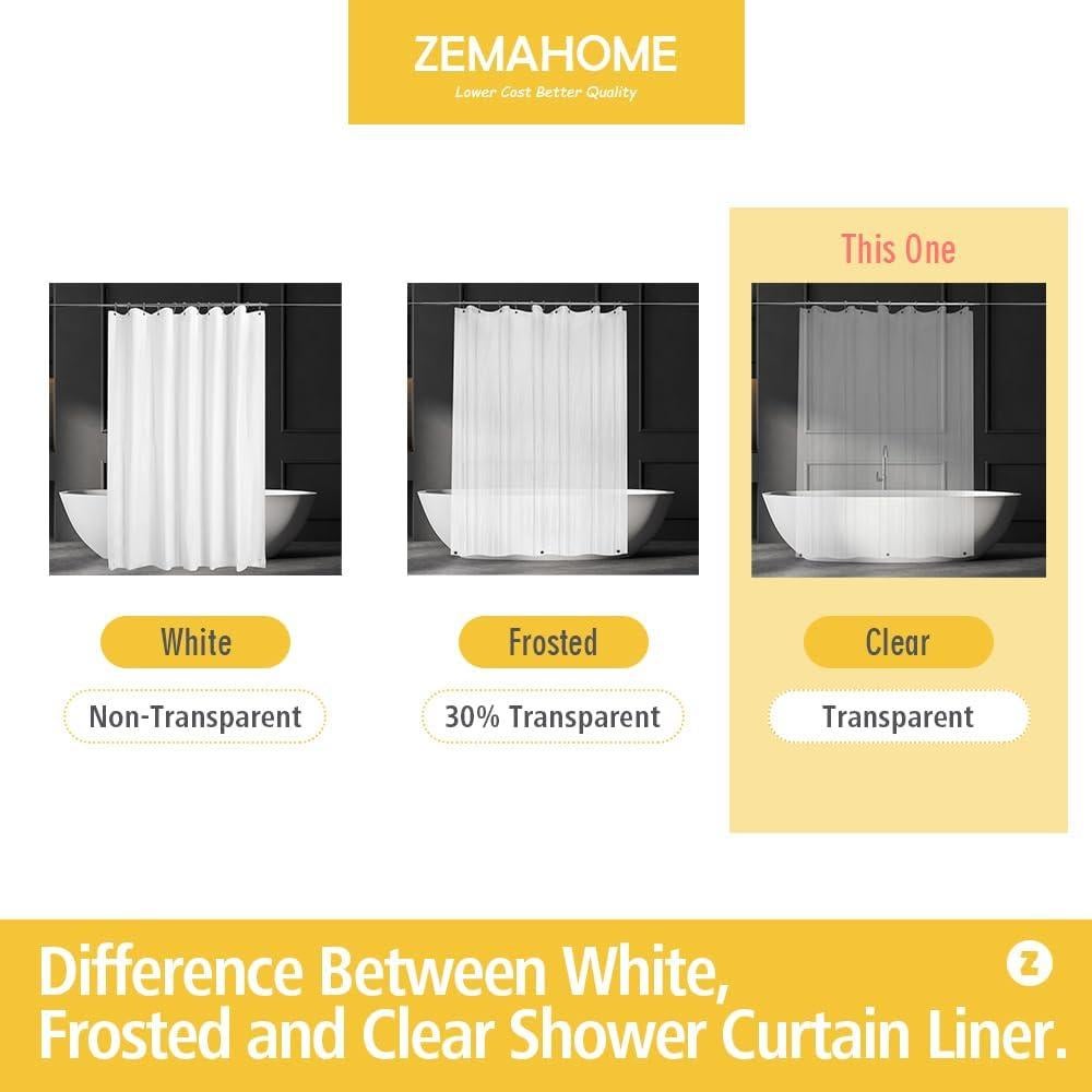 Cortina de Ducha ZEMAHOME PEVA Transparente 72x72" con Ojetes