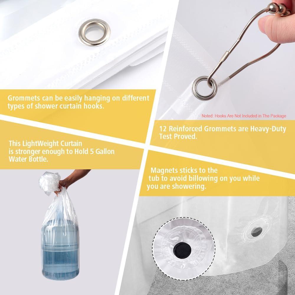 Cortina de Ducha ZEMAHOME PEVA Transparente 72x72" con Ojetes