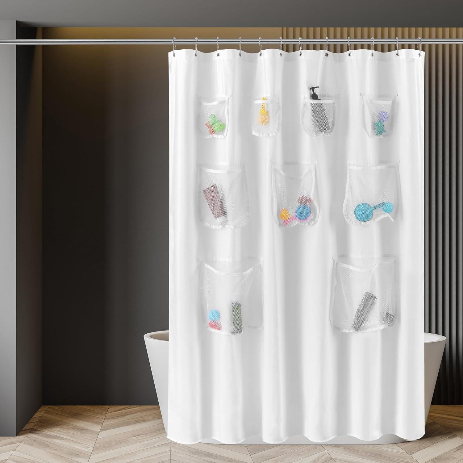 Cortina de Ducha N&Y HOME Blanca Repelente al Agua 180x183 cm