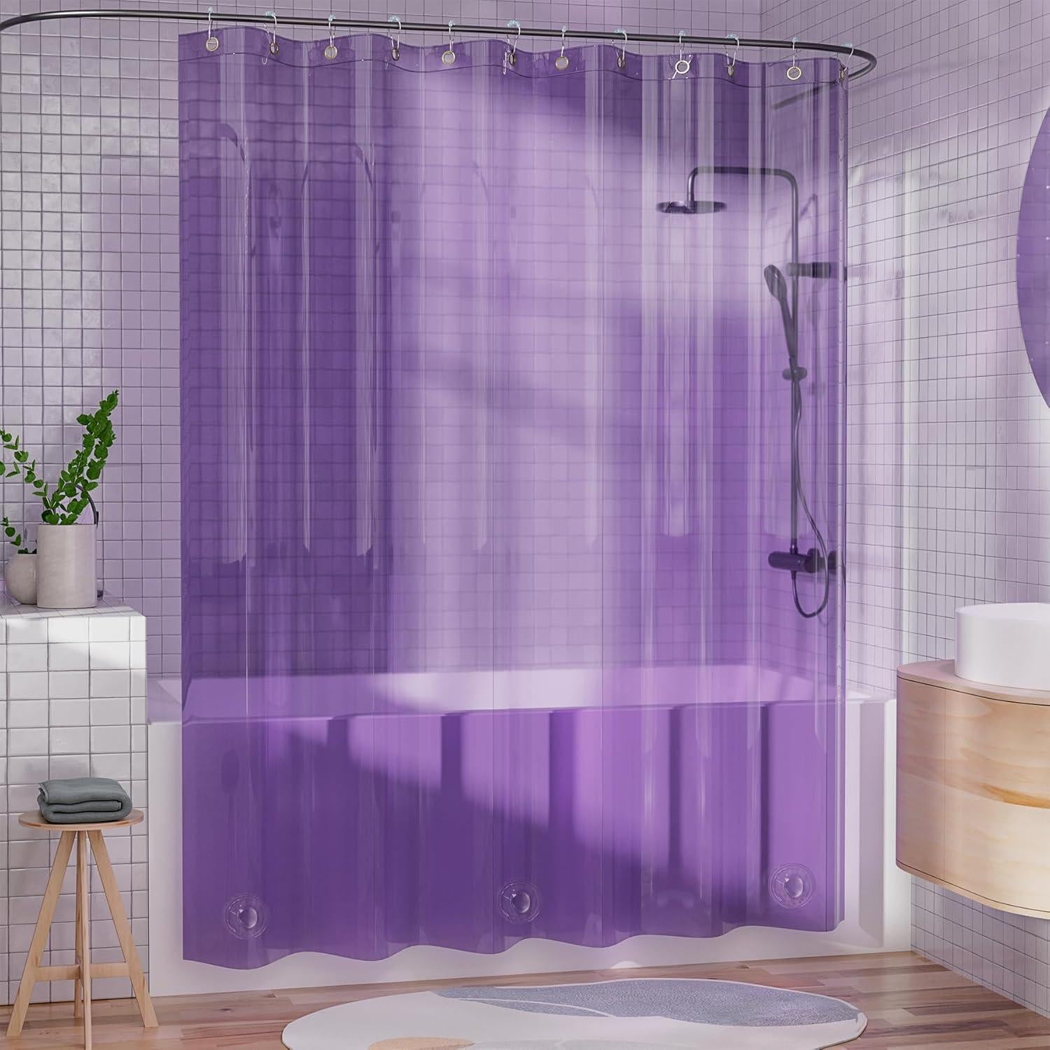 Cortina de Ducha AmazerBath 72x72 cm Lavanda Arcoíris 100% EVA
