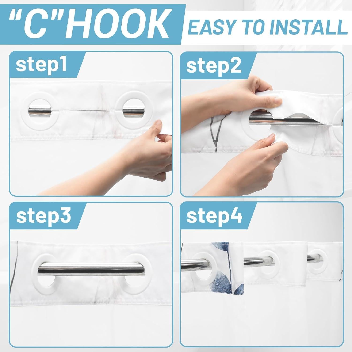 Cortina de Ducha Floral Acuarela WITHLOC 180x188 cm Impermeable