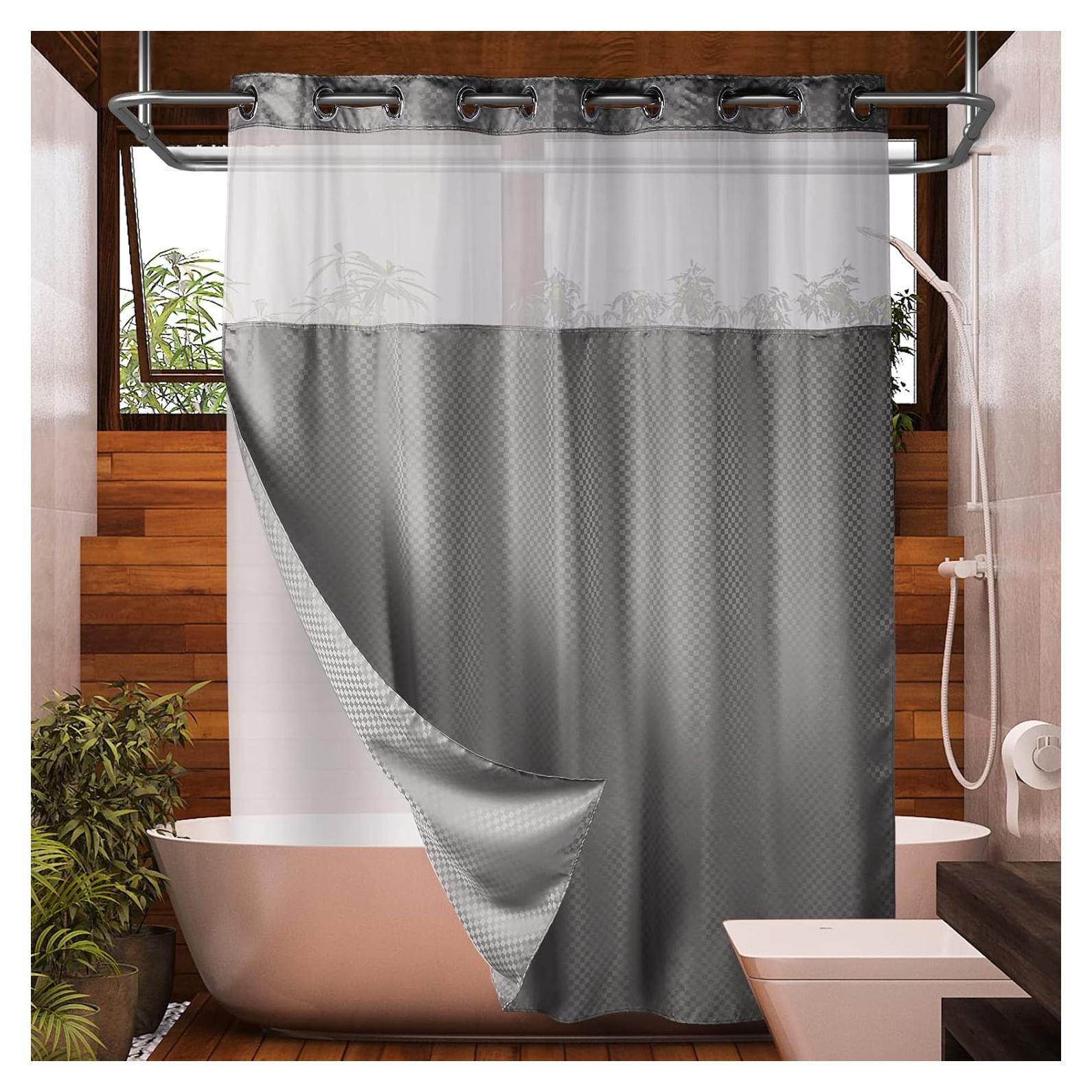 Cortina de Ducha Lagute Sin Ganchos 180x188 cm Gris