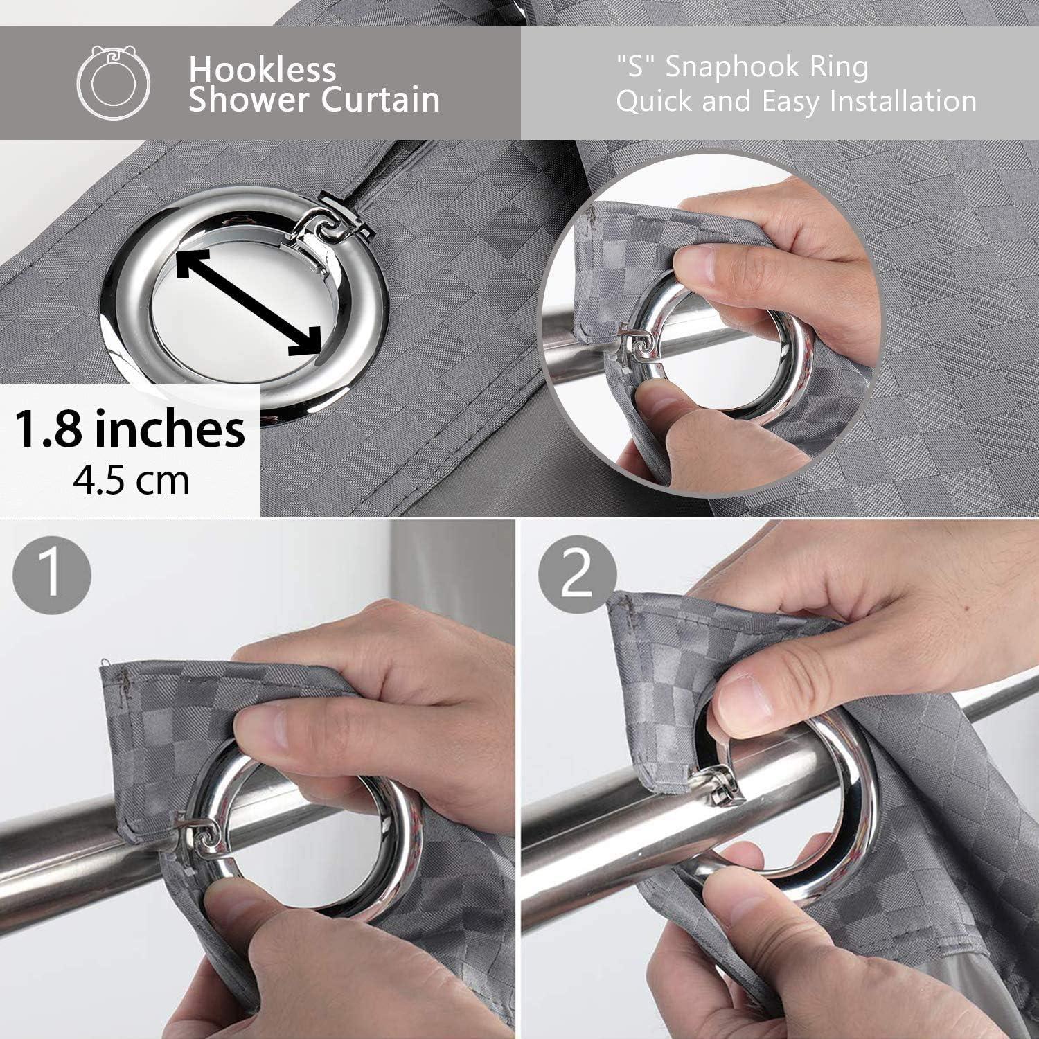 Cortina de Ducha Lagute Sin Ganchos 180x188 cm Gris