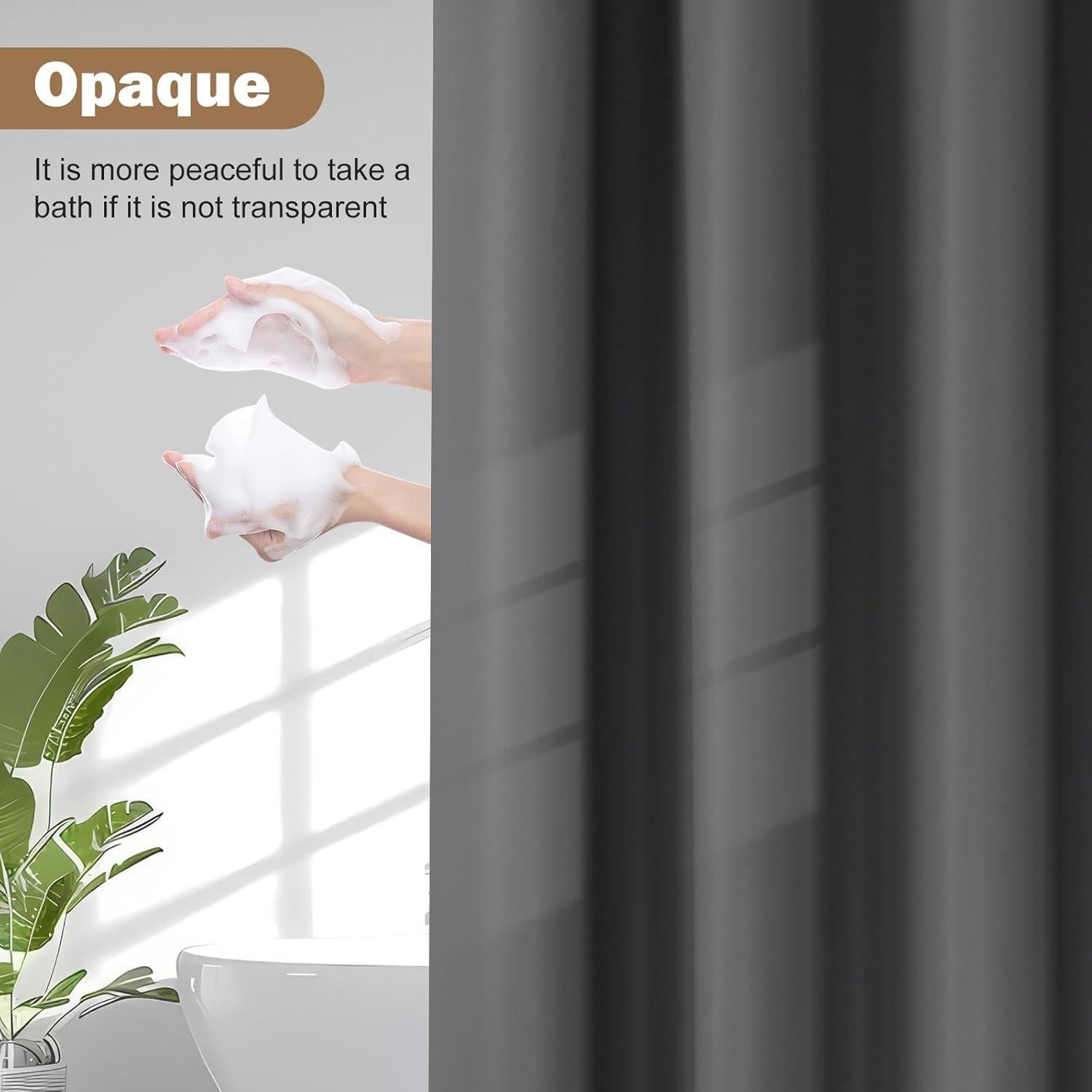 Cortina de Ducha UFRIDAY PEVA Gris Oscuro 152 x 183 cm Impermeable