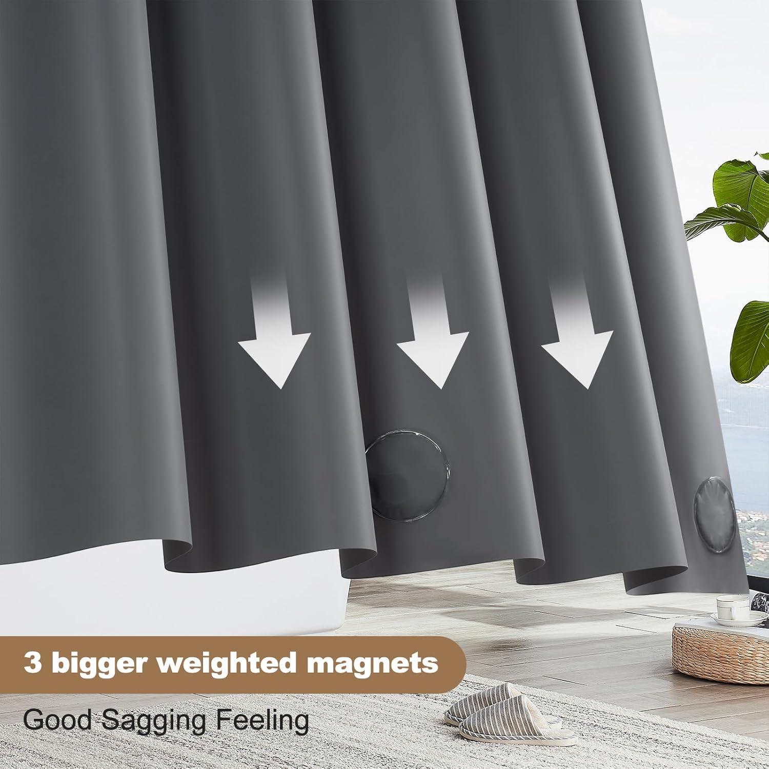 Cortina de Ducha UFRIDAY PEVA Gris Oscuro 152 x 183 cm Impermeable