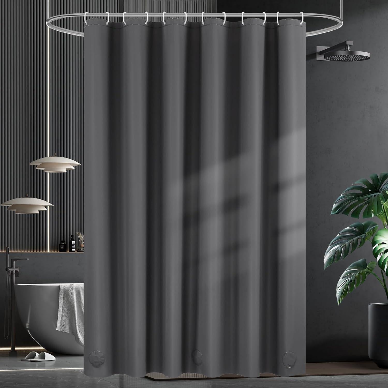 Cortina de Ducha UFRIDAY PEVA Gris Oscuro 152 x 183 cm Impermeable