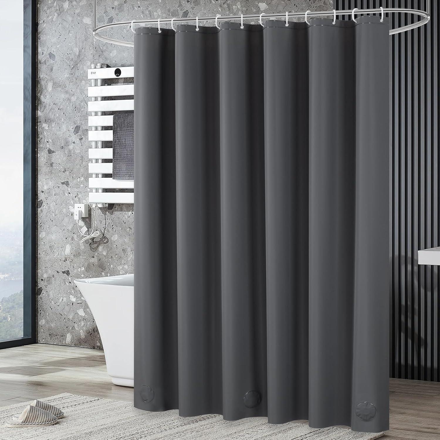 Cortina de Ducha UFRIDAY PEVA Gris Oscuro 152 x 183 cm Impermeable