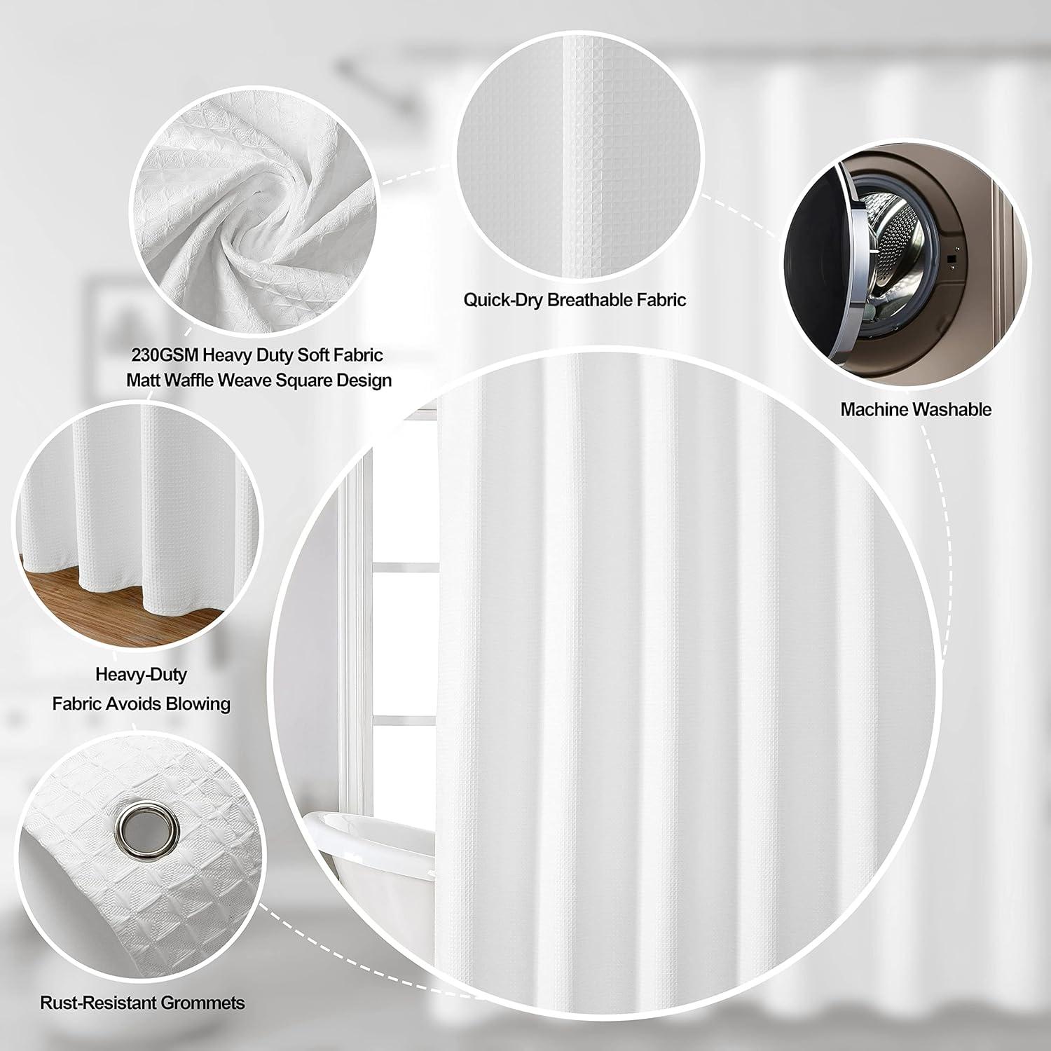 Cortina de Ducha Miss Selectex Waffle Blanca 183x183 cm Impermeable