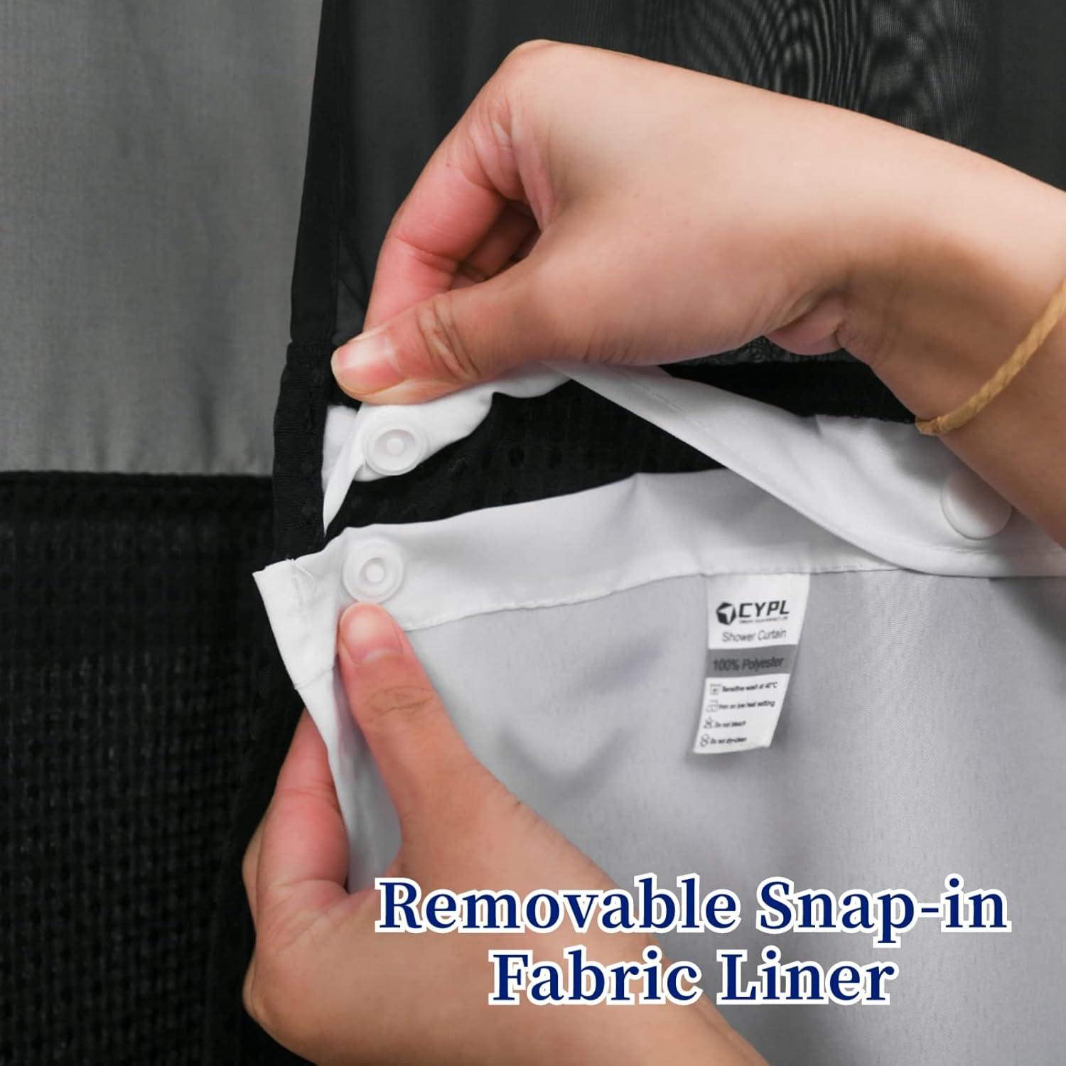Cortina de Ducha CYPL 71x74cm Negra Impermeable con Forro