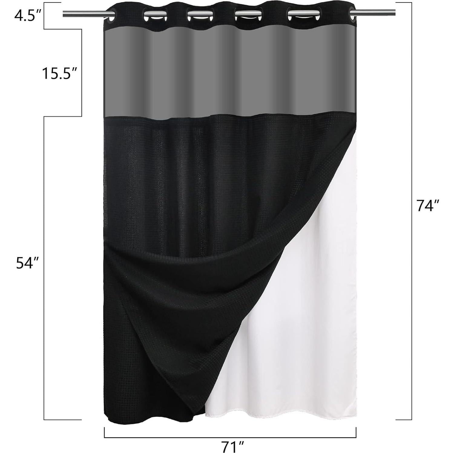 Cortina de Ducha CYPL 71x74cm Negra Impermeable con Forro