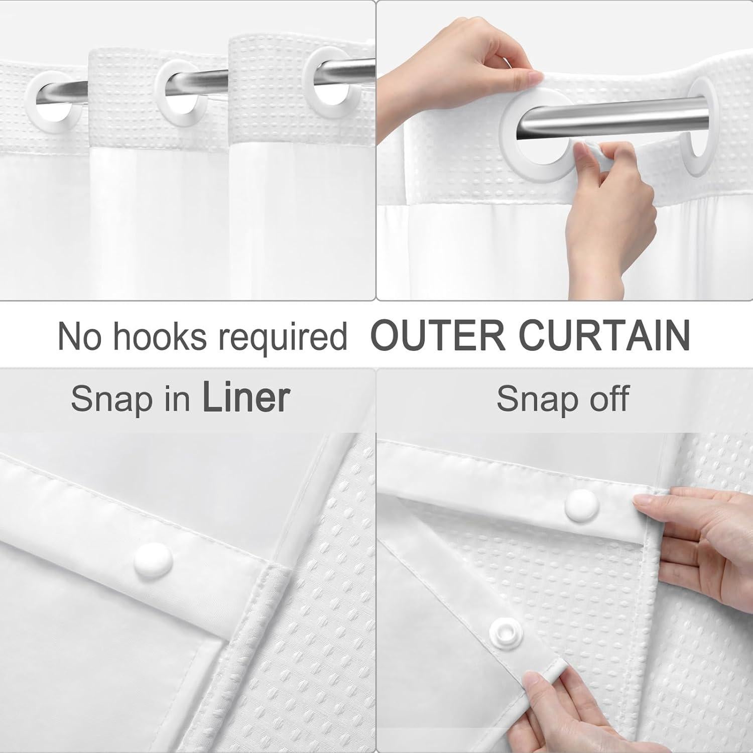 Cortina de Ducha SMTHOM Blanca Waffle 182.9x190.5 cm