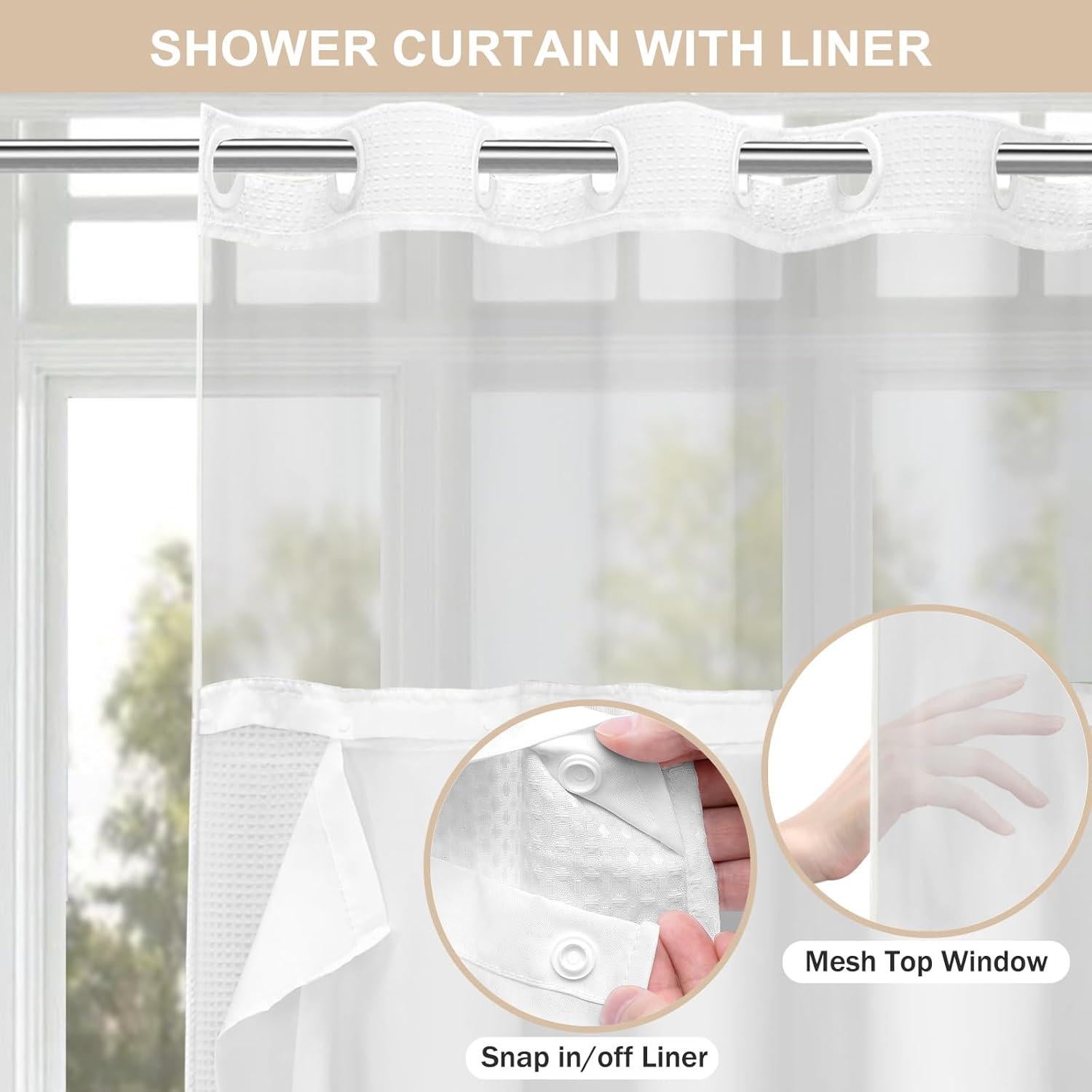 Cortina de Ducha SMTHOM Blanca Waffle 182.9x190.5 cm