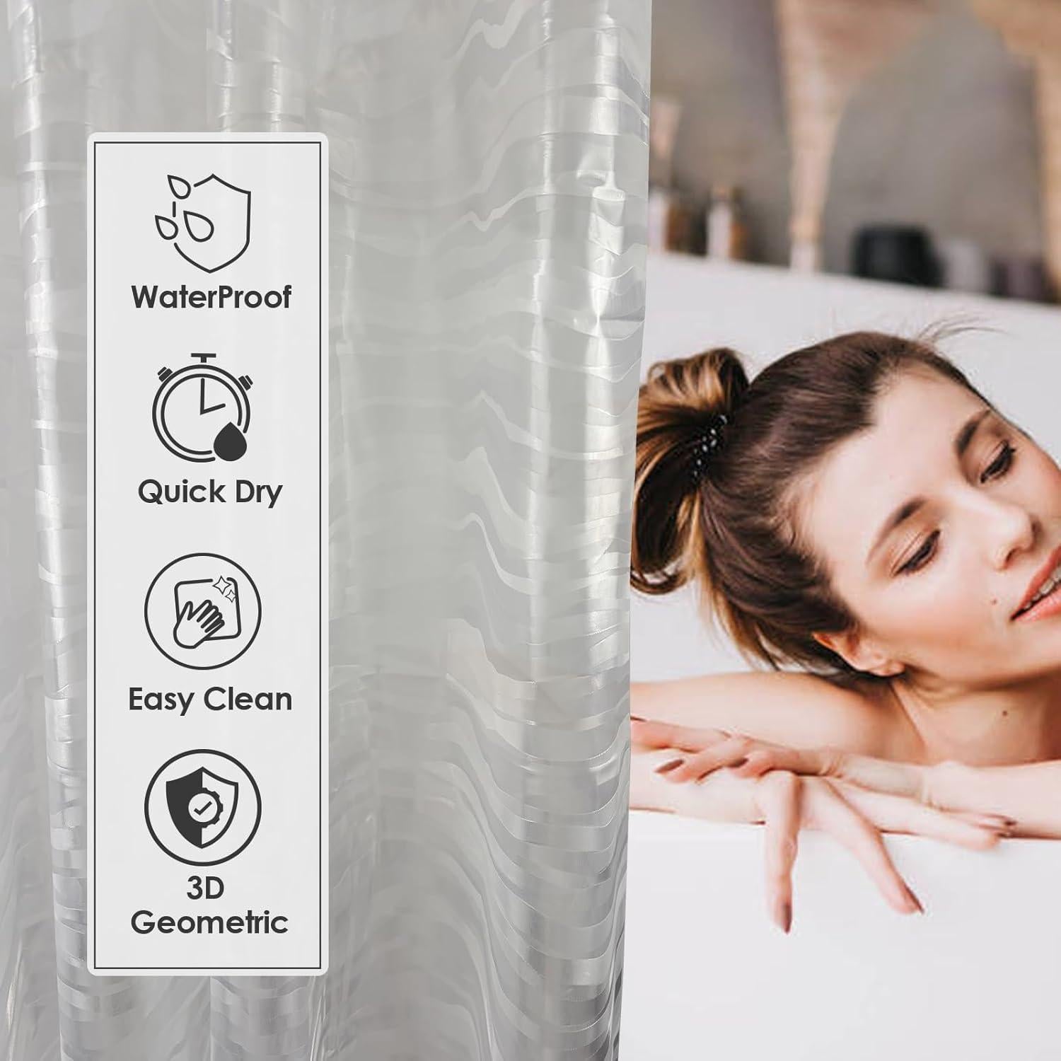 Funda de Ducha PEVA TRIMENGO 178x183 cm Impermeable Ondulada