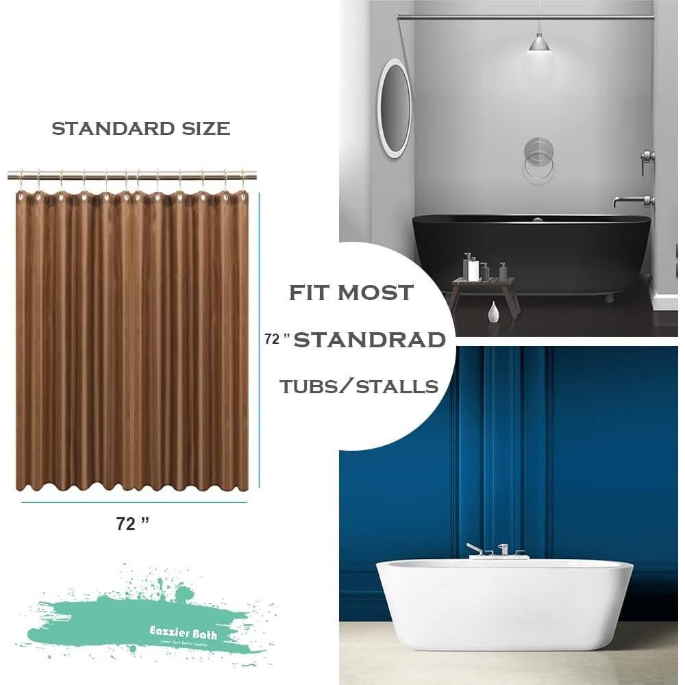 Cortina de Ducha Eazzier Bath 72x72" Impermeable Marrón