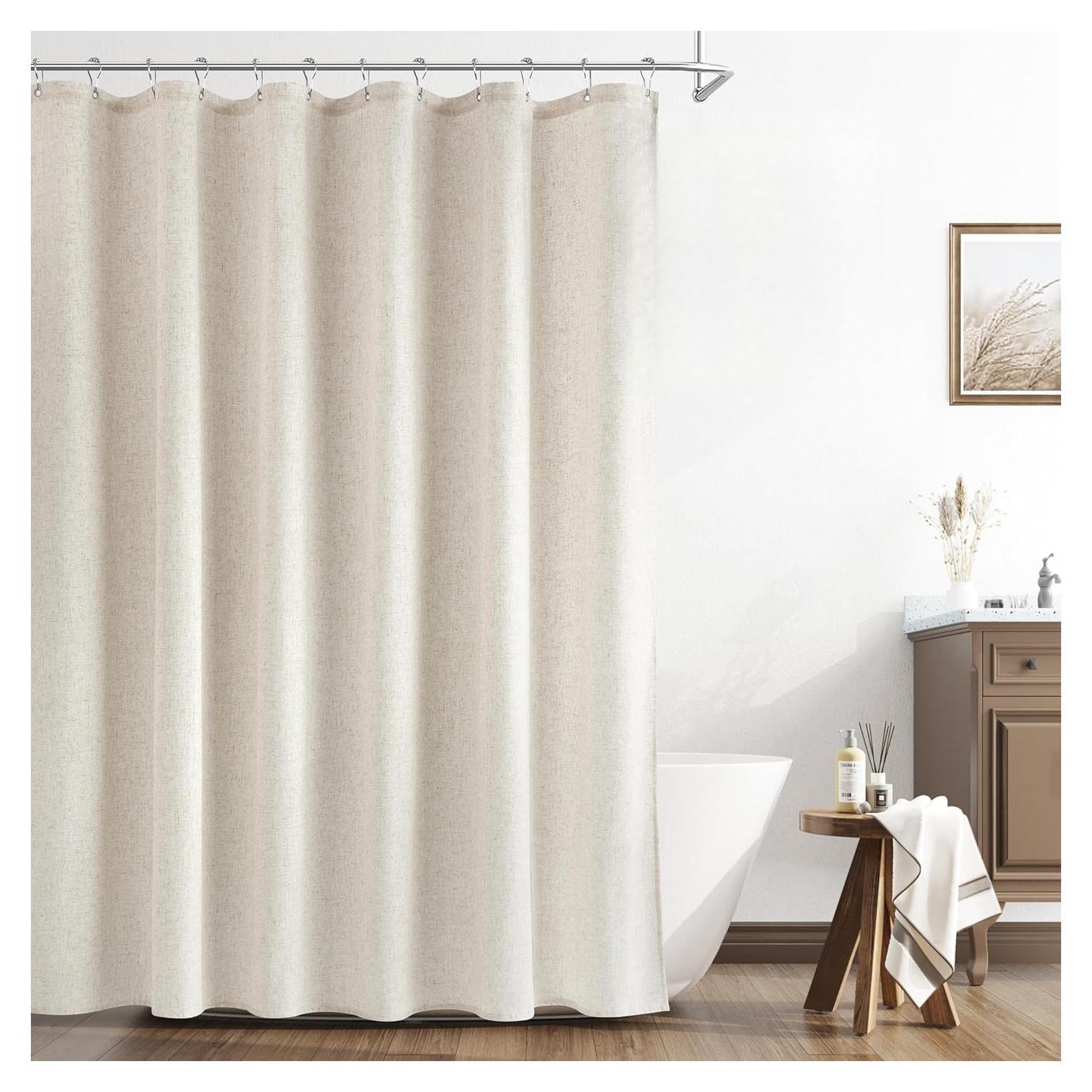 Cortina de Ducha de Lino Naturoom 180x180 cm Beige Boho