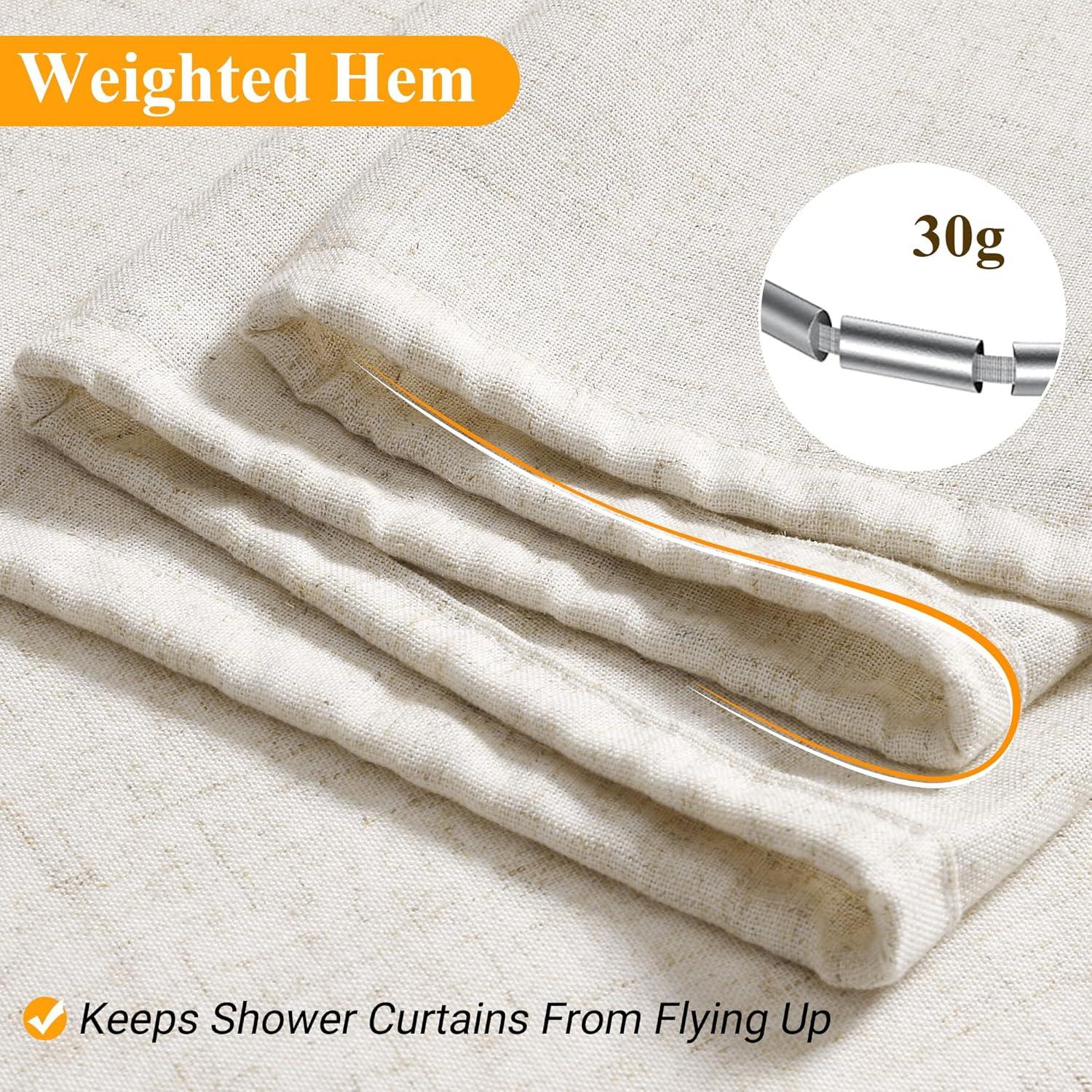 Cortina de Ducha de Lino Naturoom 180x180 cm Beige Boho