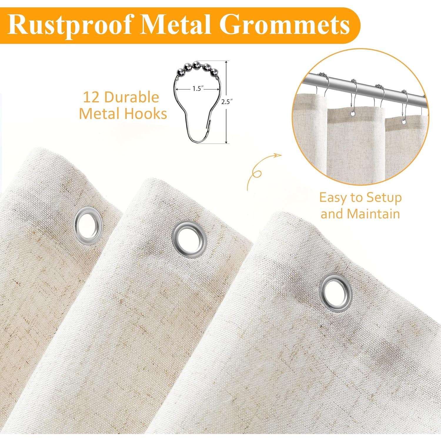 Cortina de Ducha de Lino Naturoom 180x180 cm Beige Boho