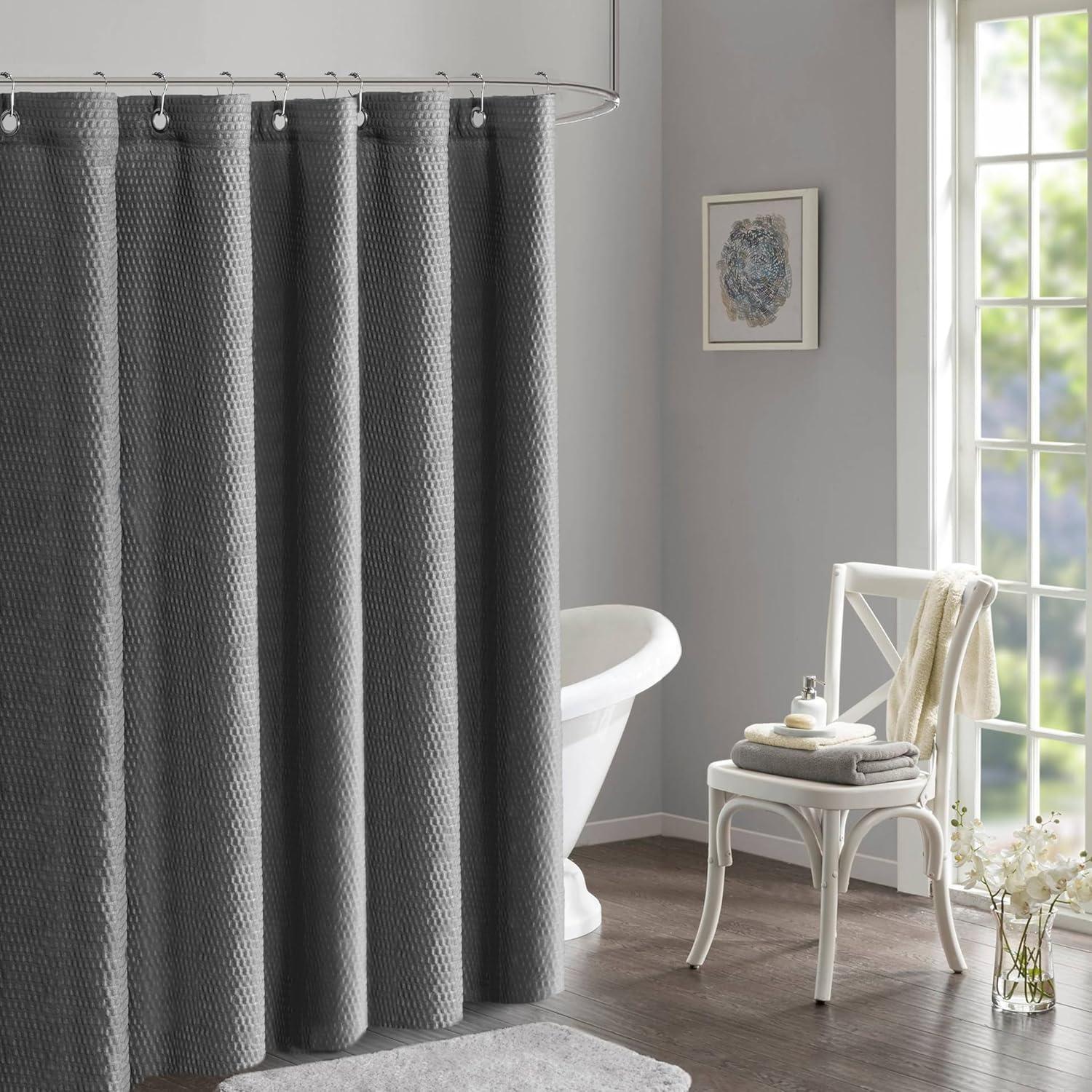 Cortina de Ducha de Tela Gris Tititex 182.88x182.88 cm Impermeable