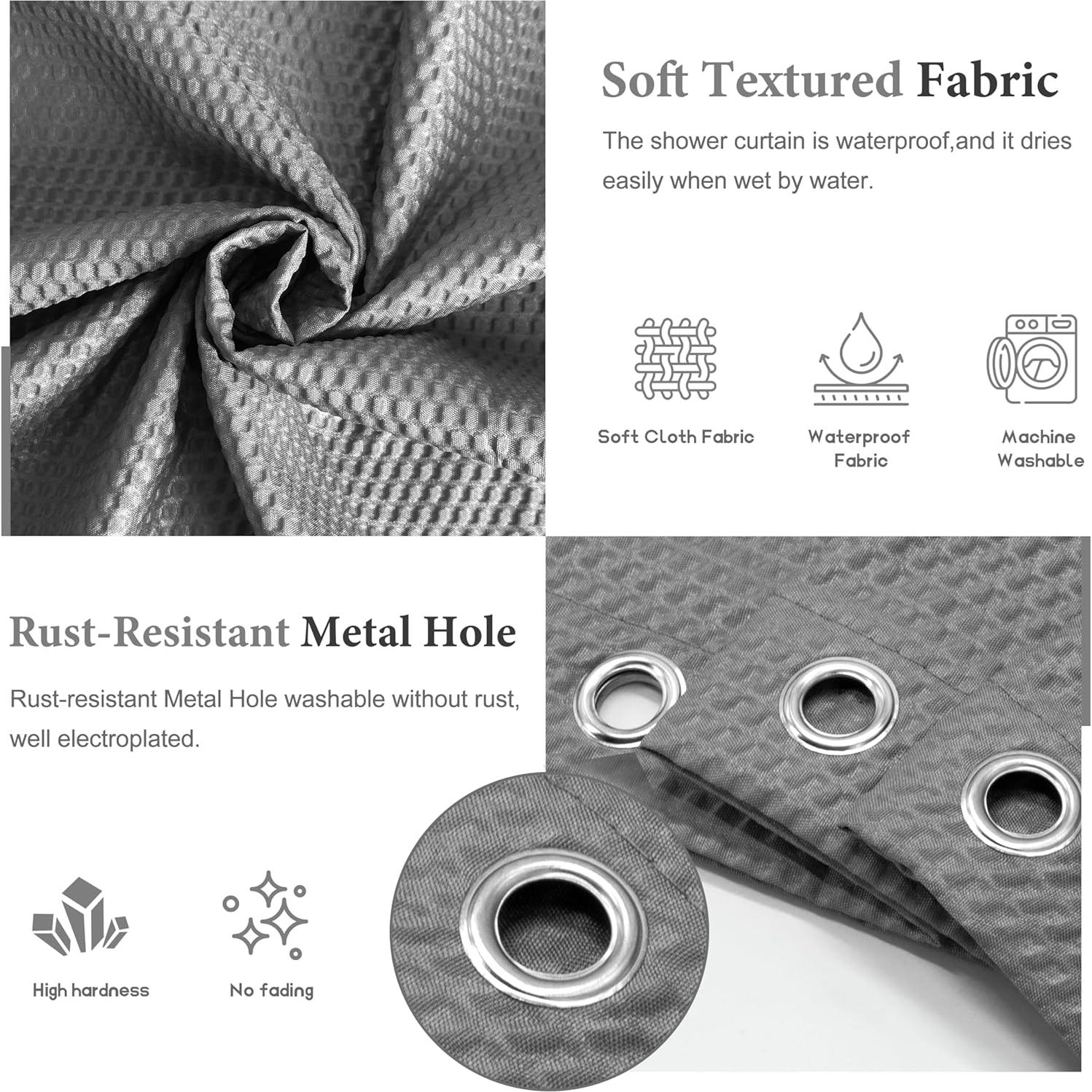 Cortina de Ducha de Tela Gris Tititex 182.88x182.88 cm Impermeable