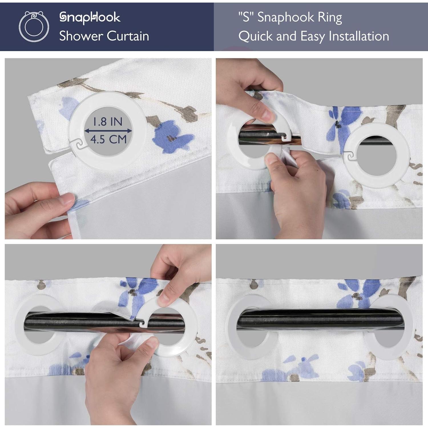 Cortina de Ducha Lagute SnapHook 180x188 cm Floral Azul