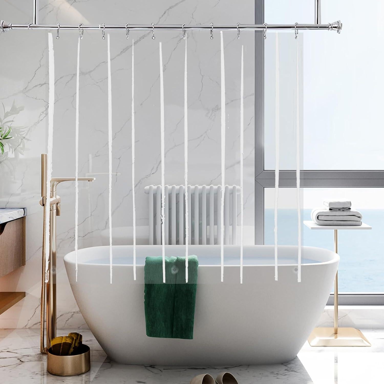 Cortina de Ducha YISURE 152x122 cm Impermeable PEVA Transparente