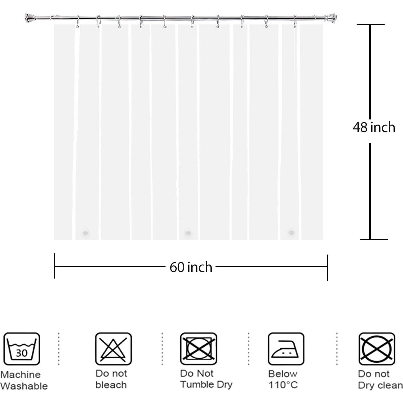Cortina de Ducha YISURE 152x122 cm Impermeable PEVA Transparente